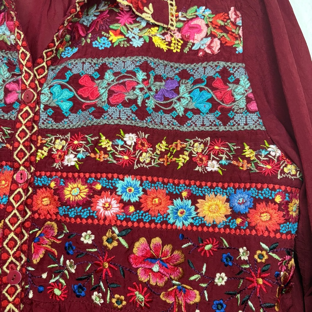 Johnny Was Embroidered Tunic Blouse Size Small - Picture 5 of 13